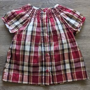 Janie and Jack Red Plaid Fancy Toddler Top